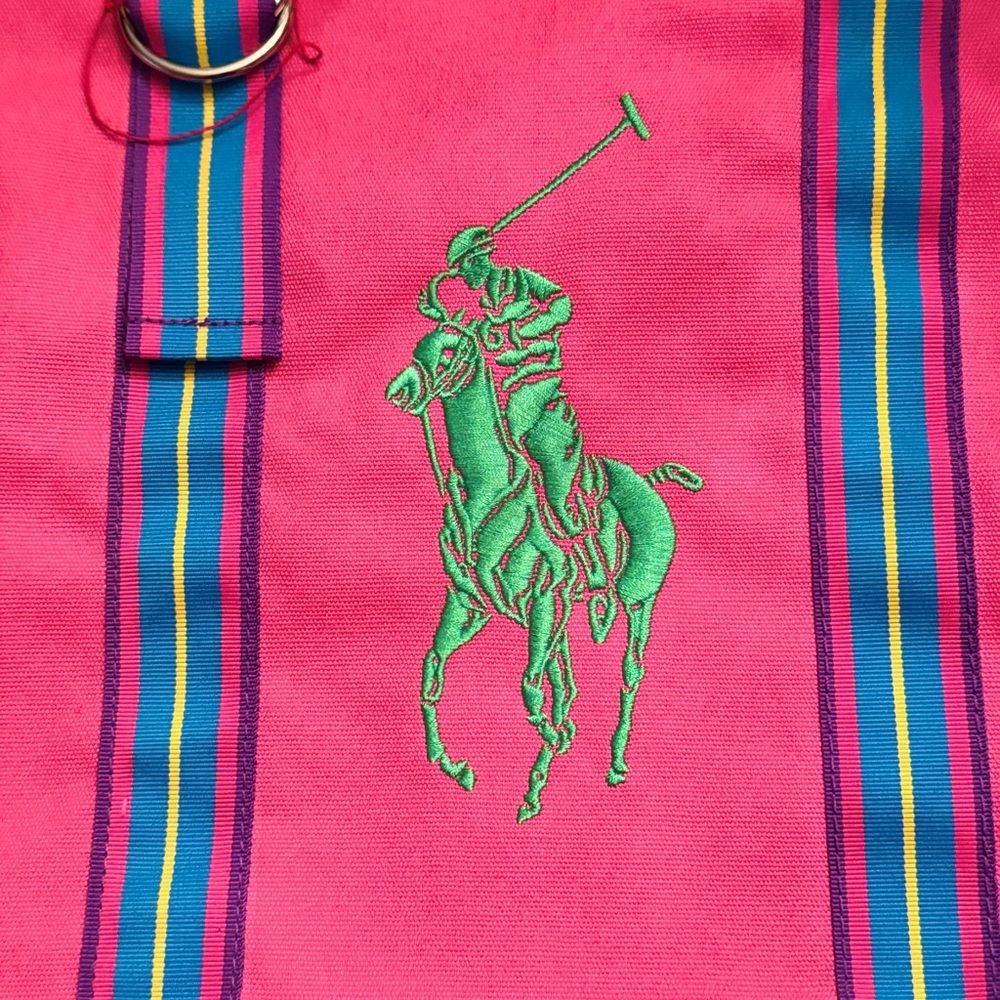 Pink Tote Bag with Green Polo Logo - Picture 4 of 6